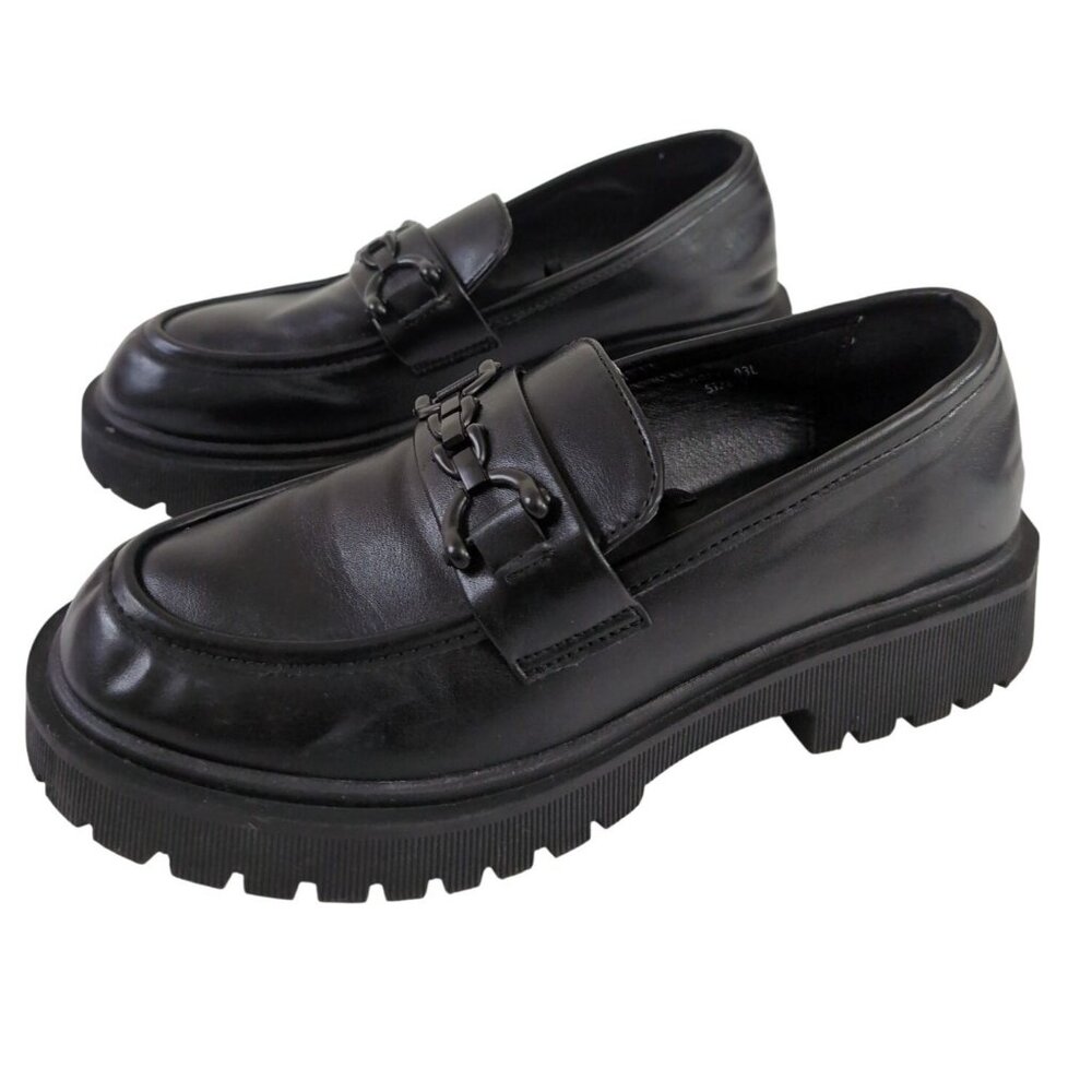 Mudd Black Chunky Lug Sole Loafers